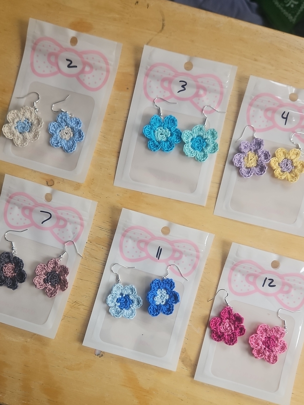 Handmade Crochet Flower Earringd - Picture 2 of 16